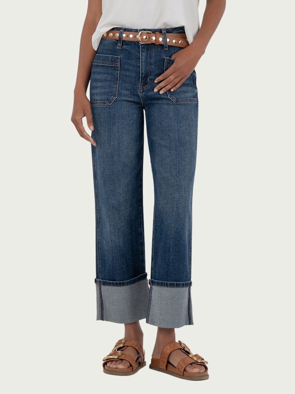 Kut from the Kloth Dark Blue Cuffed Cropped Jeans